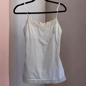 Vintage Mudd White Lace Trim Cami with Shelf Bra - Size M Y2K Coquette